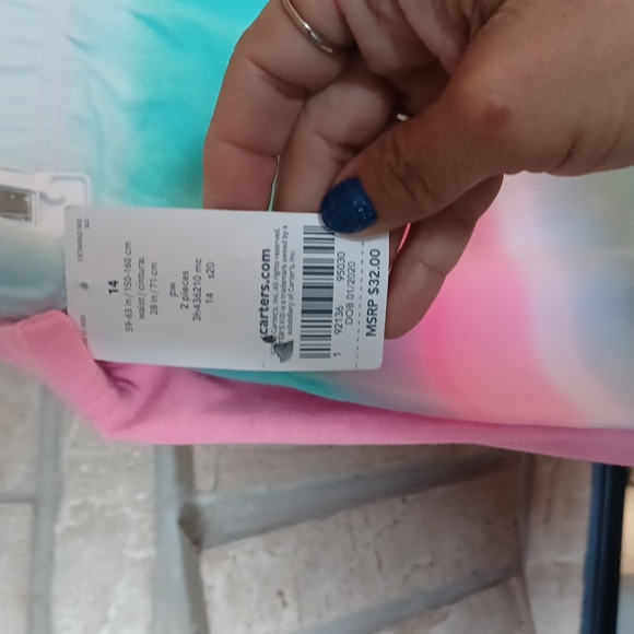 Carter's Leggings Capri length, Mermaid/Rainbow Stripes 14 - Picture 4 of 4